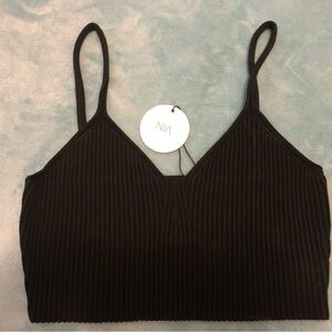 NIA Black Ribbed Crop Top